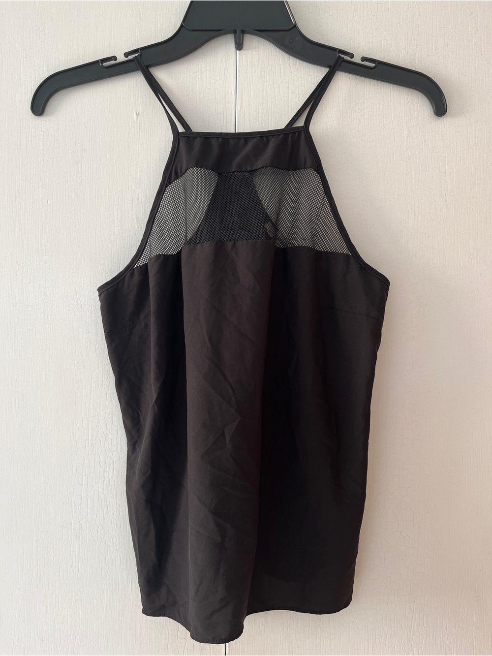 Black Mesh Spaghetti Strap Tank Top